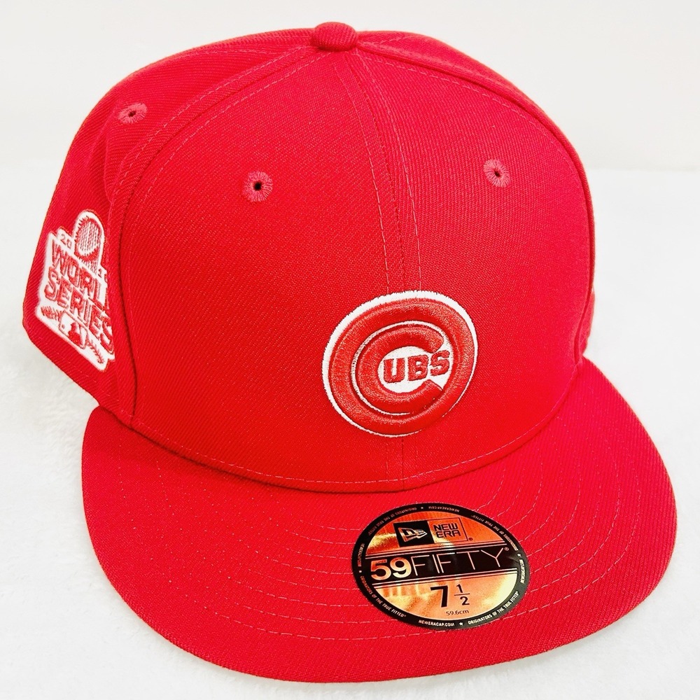 New Era Chicago Cubs Red World Series 59FIFTY Fitted Hat Cap 7‎ 1/2 MLB Baseball